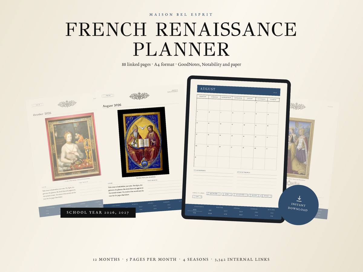 French Renaissance Planner · School year 2026, 2027