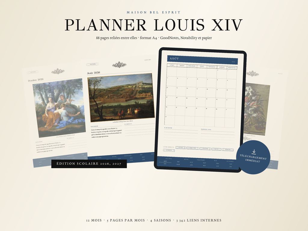 Planner Louis XIV · Année scolaire 2026, 2027