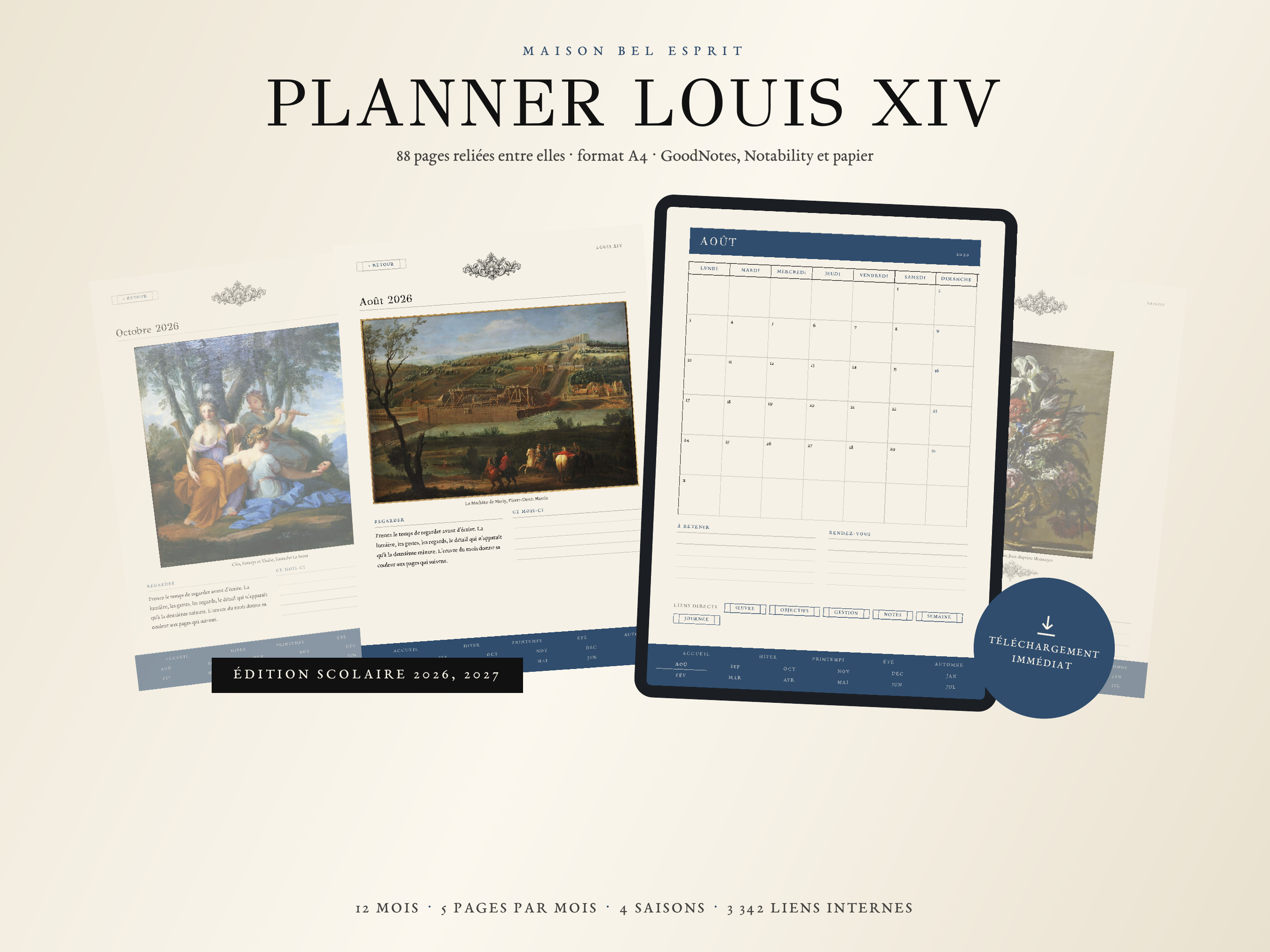 Planner Louis XIV · Année scolaire 2026, 2027
