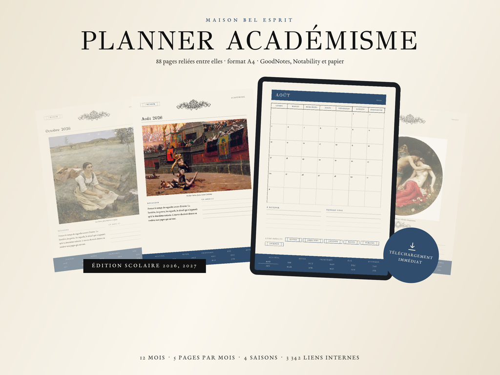 Planner Académisme · Année scolaire 2026, 2027