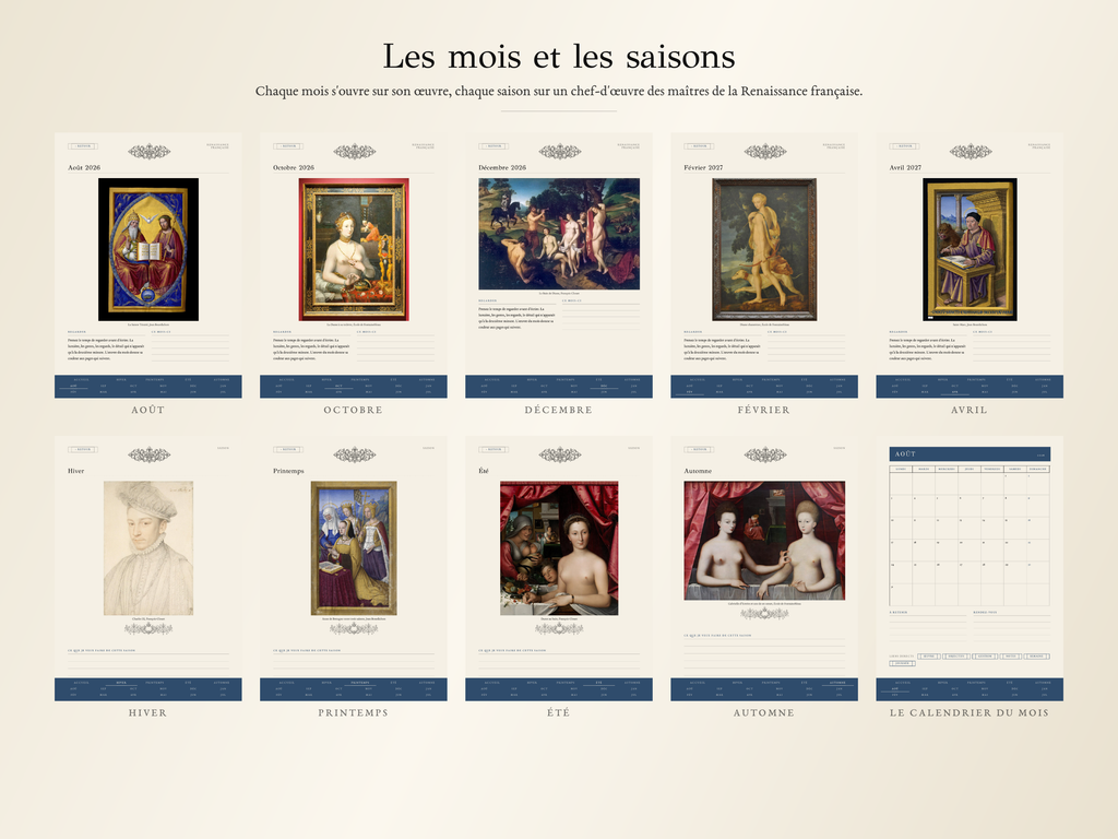 Planner Renaissance française · Année scolaire 2026, 2027