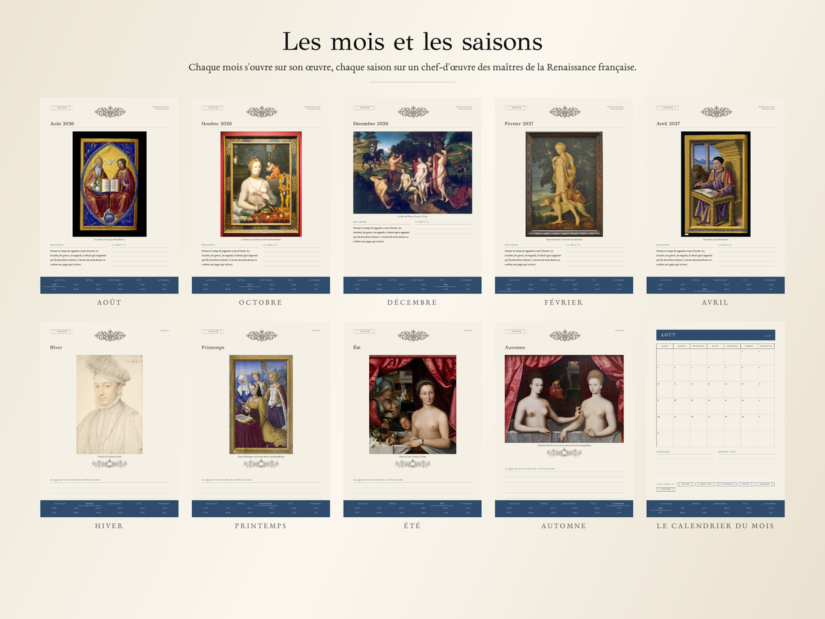 Planner Renaissance française · Année scolaire 2026, 2027