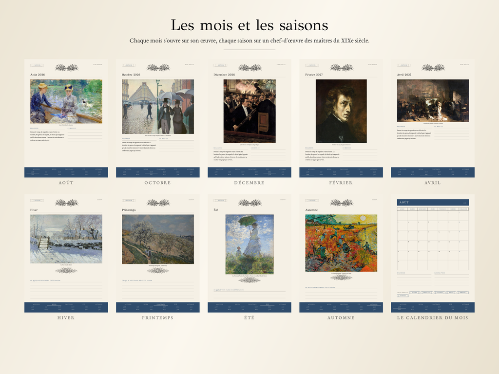 Planner XIXe siècle · Année scolaire 2026, 2027