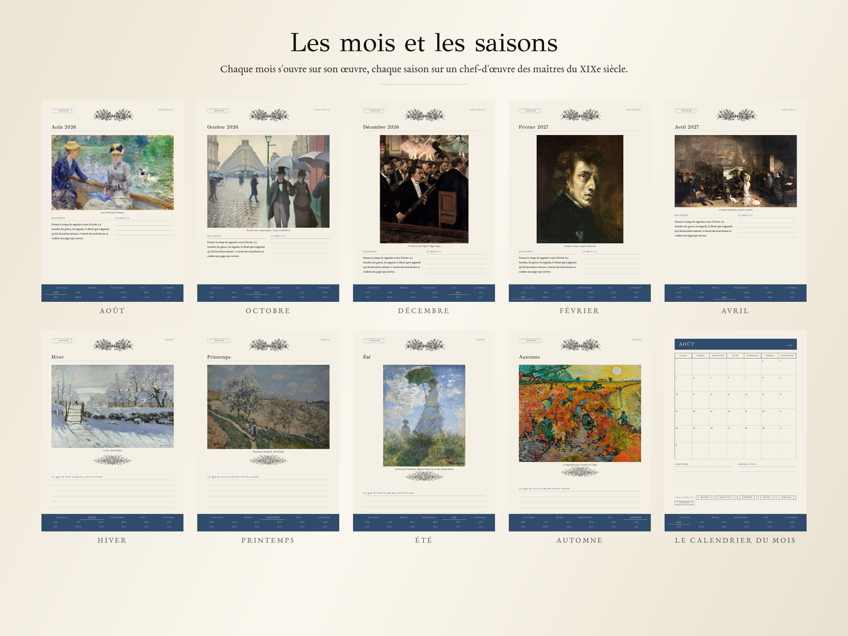 Planner XIXe siècle · Année scolaire 2026, 2027