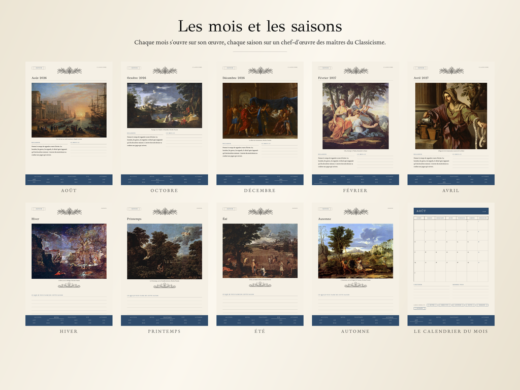 Planner Classicisme · Année scolaire 2026, 2027