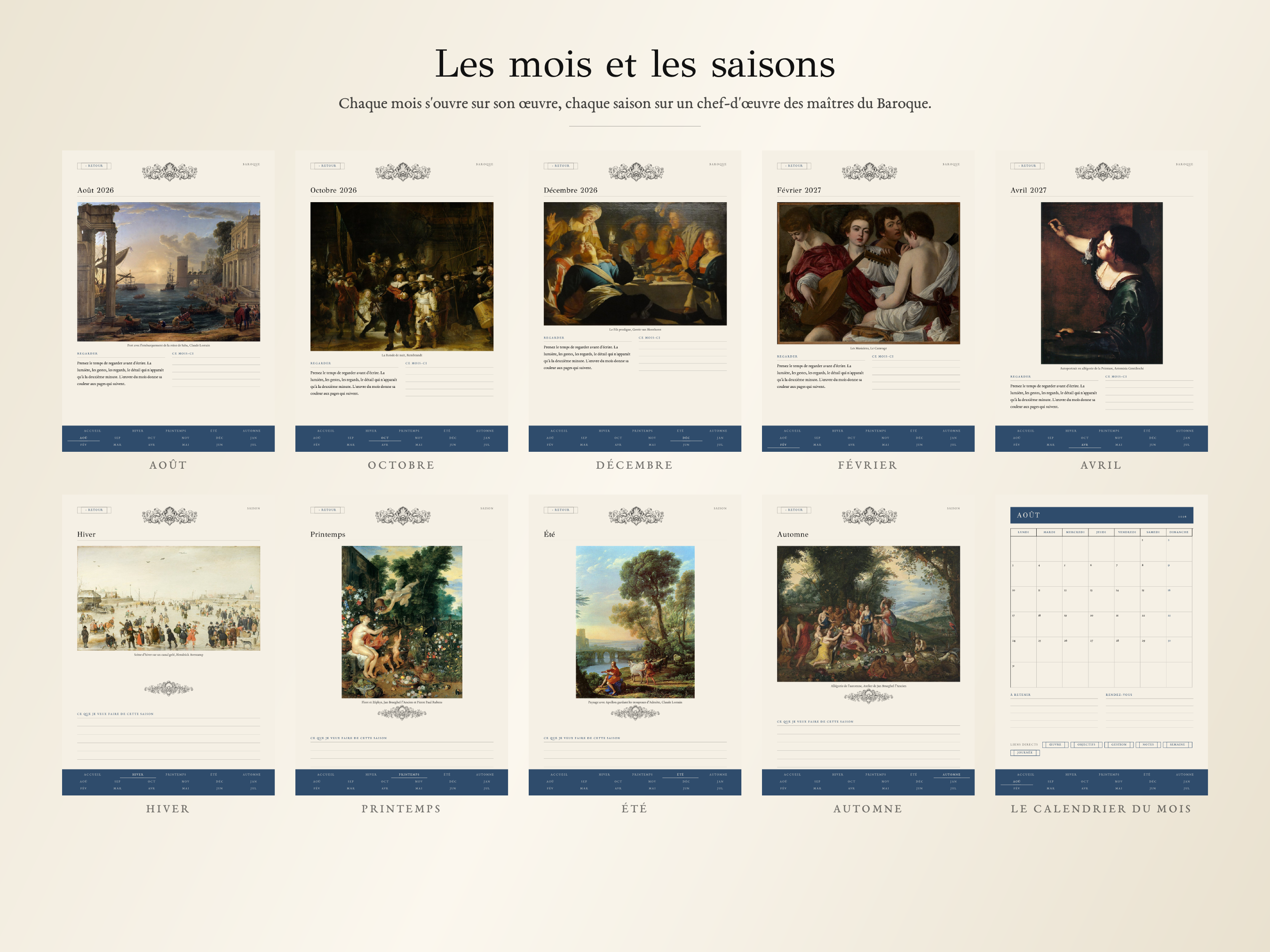 Planner Baroque · Année scolaire 2026, 2027