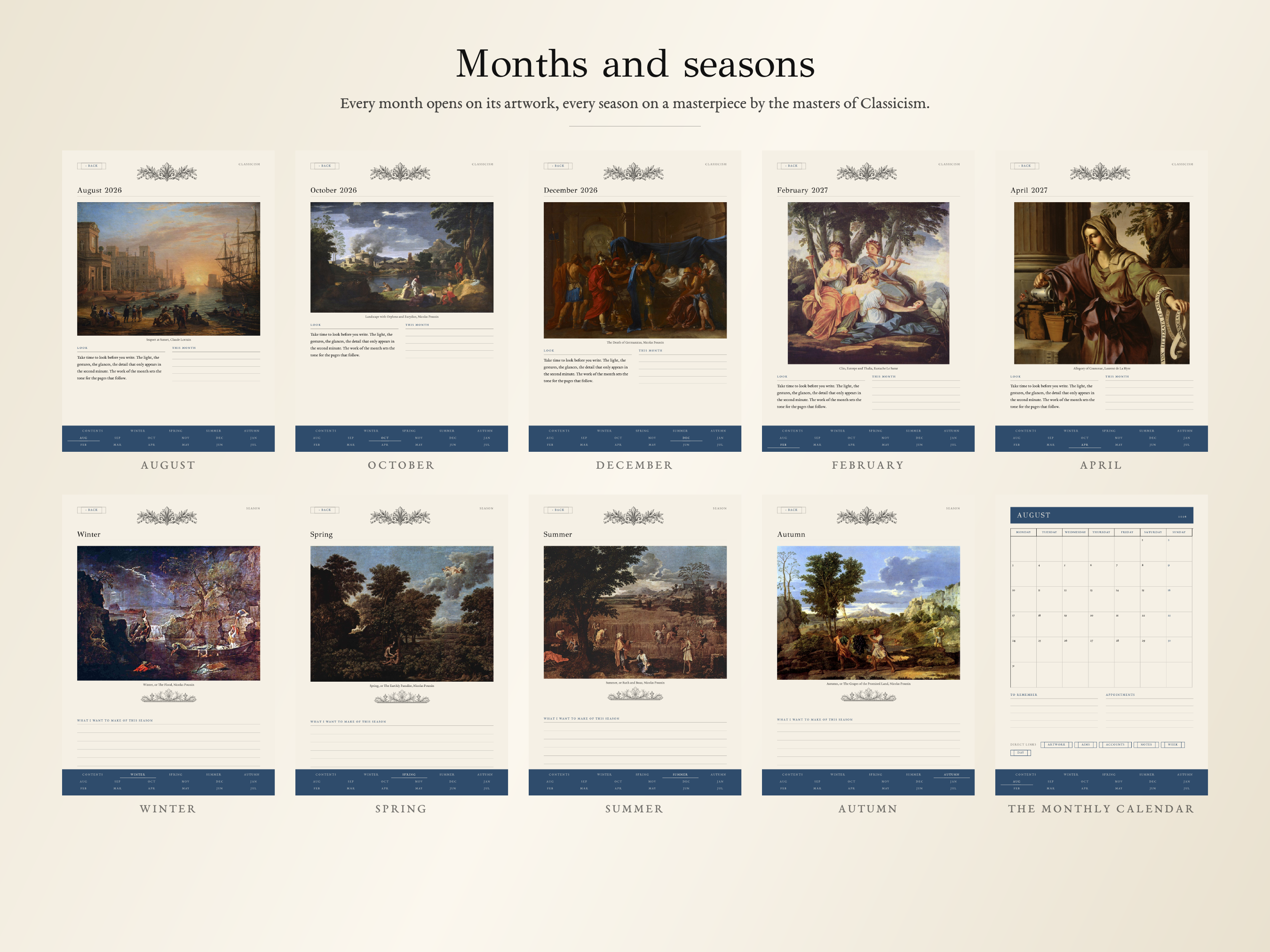 Classicism Planner · School year 2026, 2027