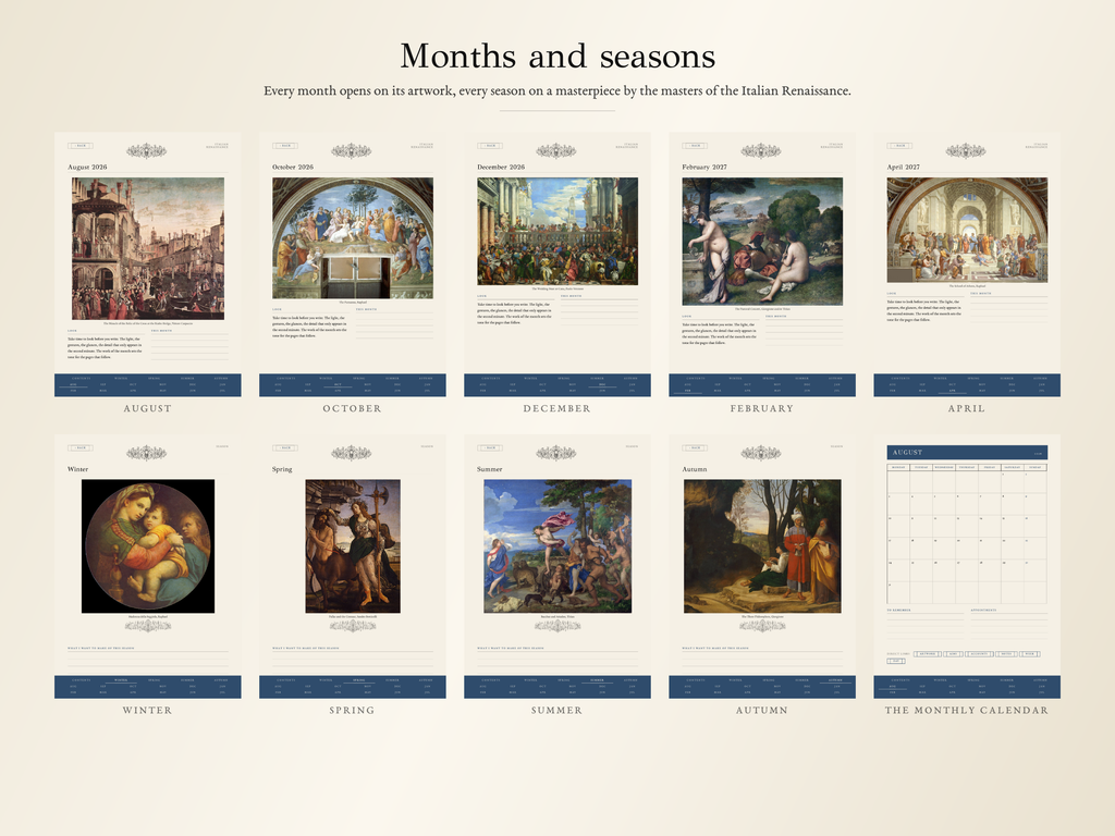 Italian Renaissance Planner · School year 2026, 2027