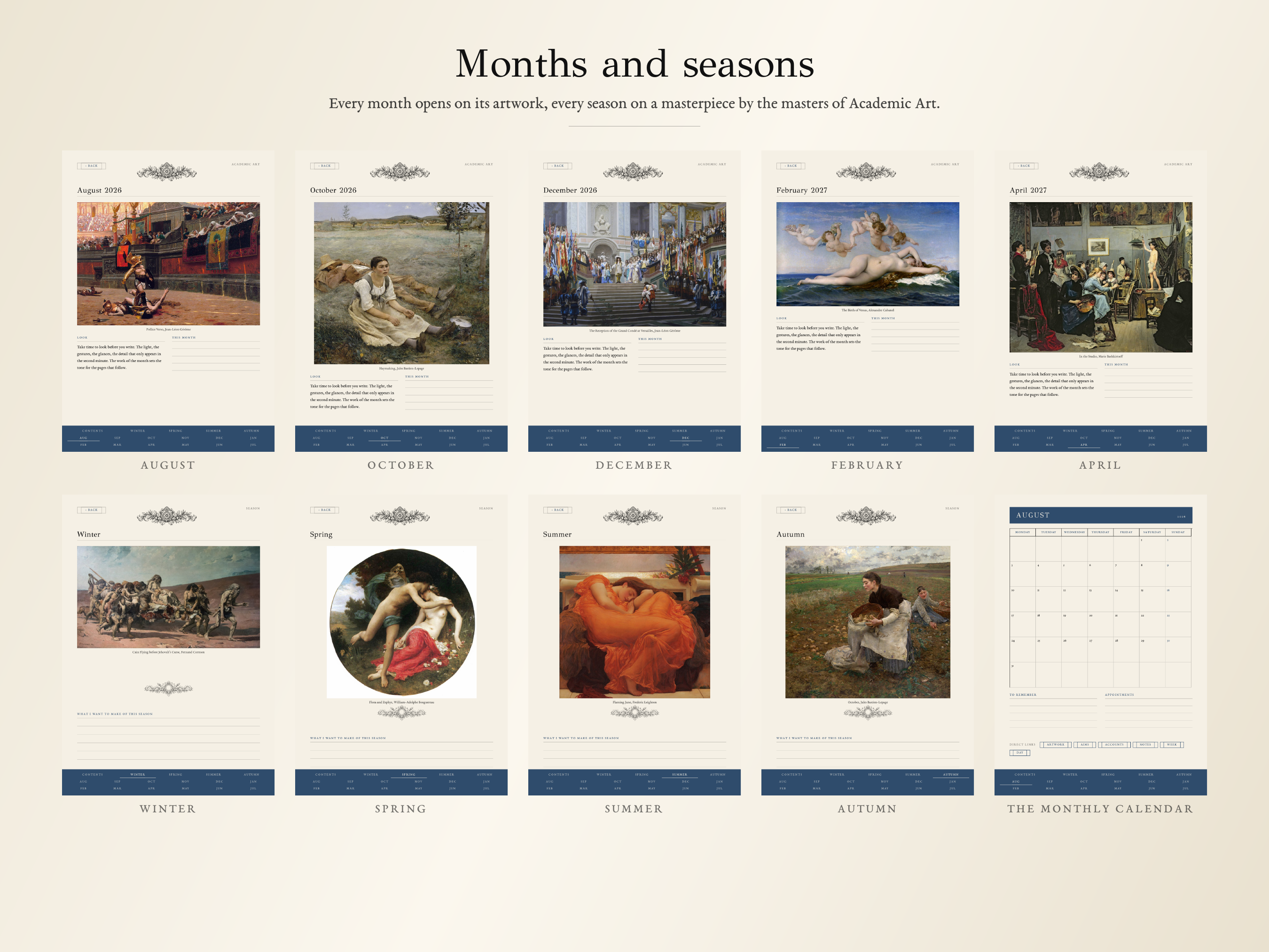 Academic Art Planner · School year 2026, 2027