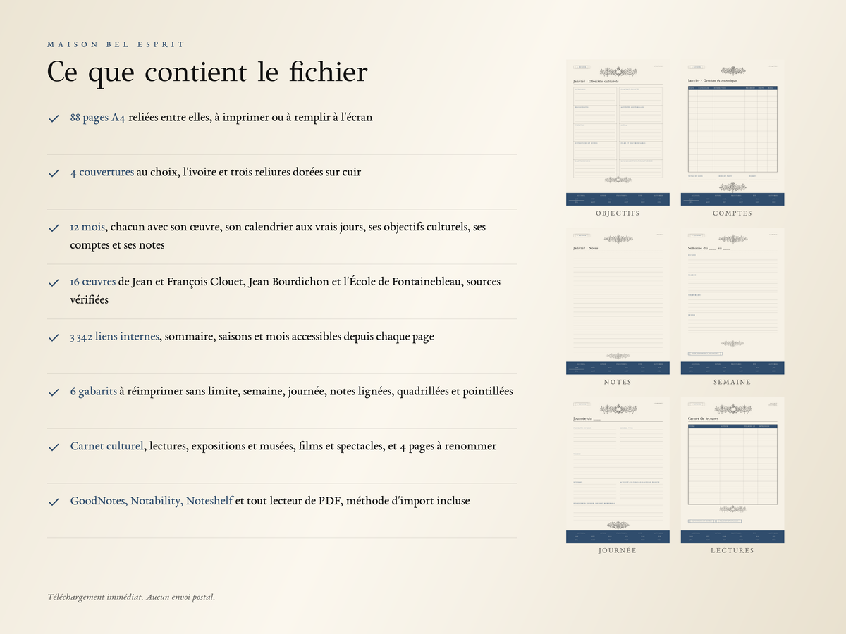 Planner Renaissance française · Édition 2027