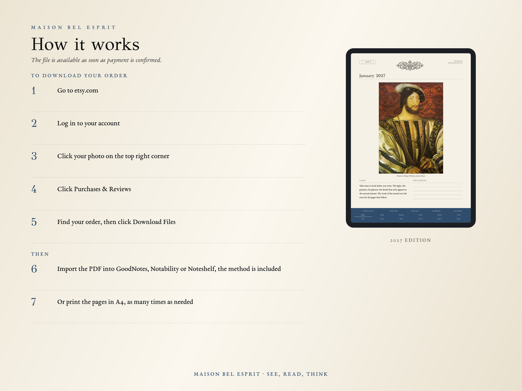 French Renaissance Planner · 2027 edition