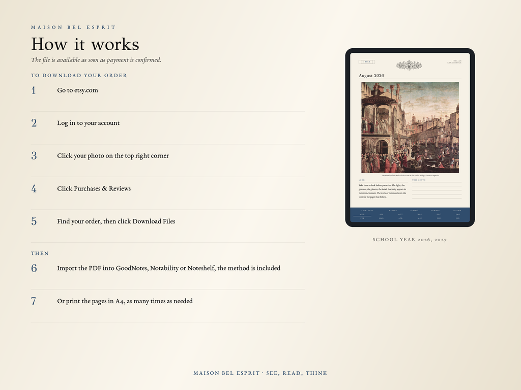 Italian Renaissance Planner · School year 2026, 2027
