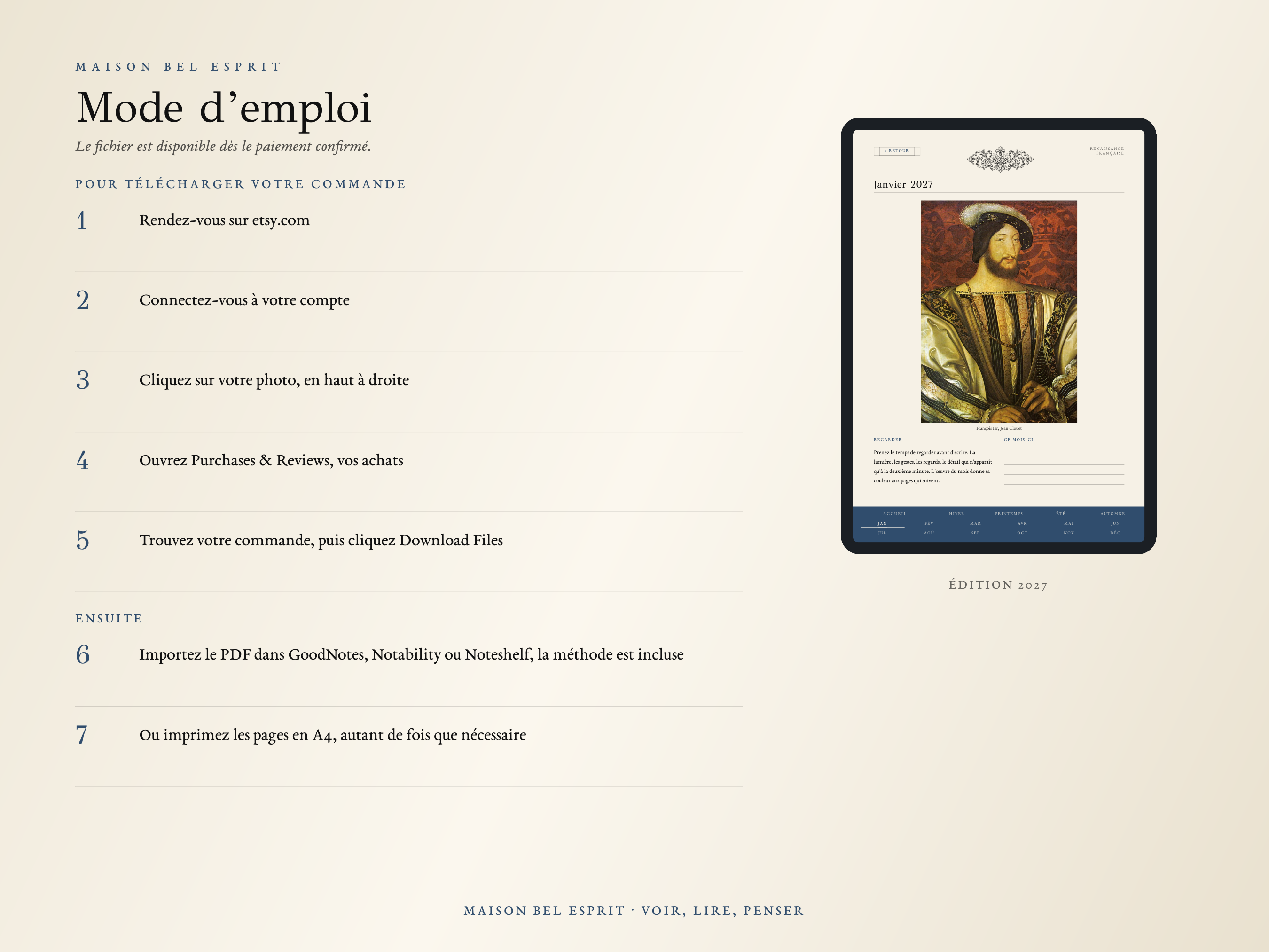 Planner Renaissance française · Édition 2027