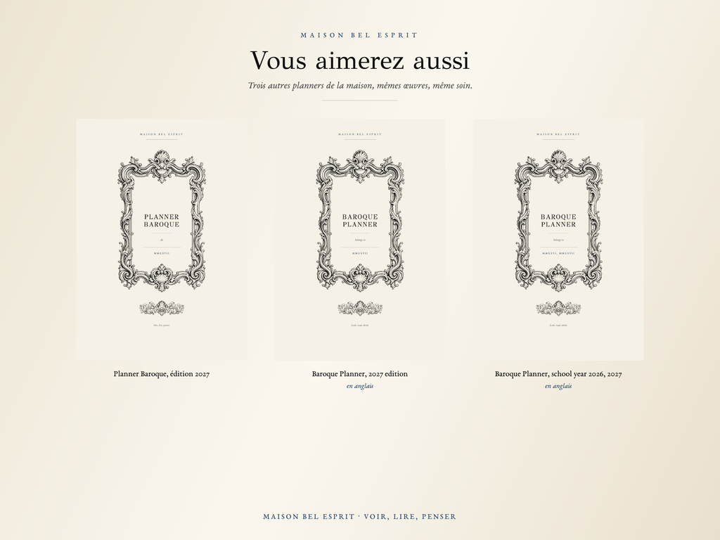Planner Baroque · Année scolaire 2026, 2027