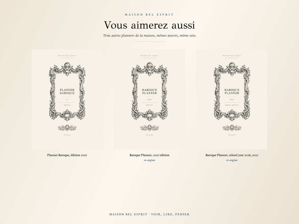 Planner Baroque · Année scolaire 2026, 2027