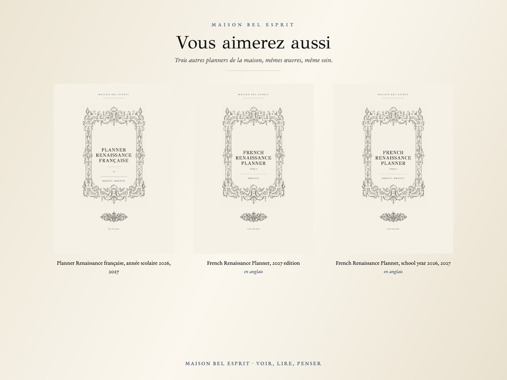 Planner Renaissance française · Édition 2027
