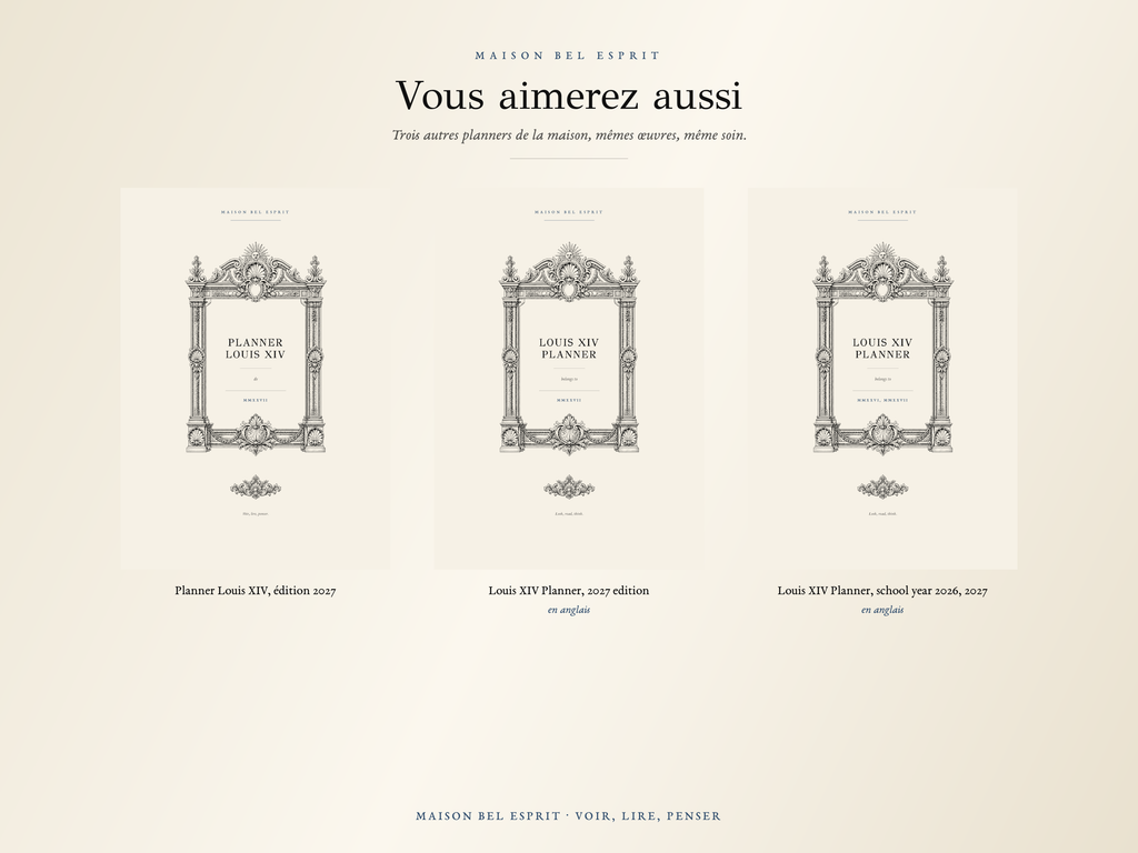 Planner Louis XIV · Année scolaire 2026, 2027