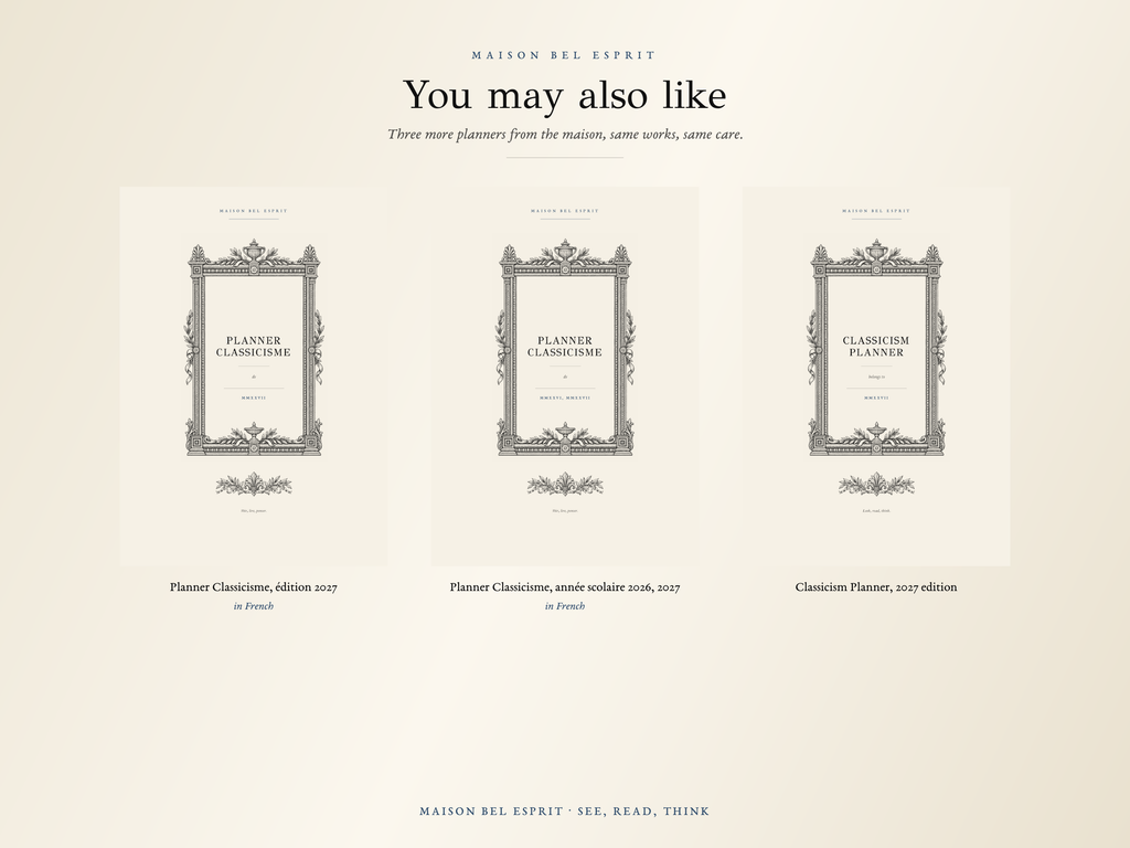 Classicism Planner · School year 2026, 2027