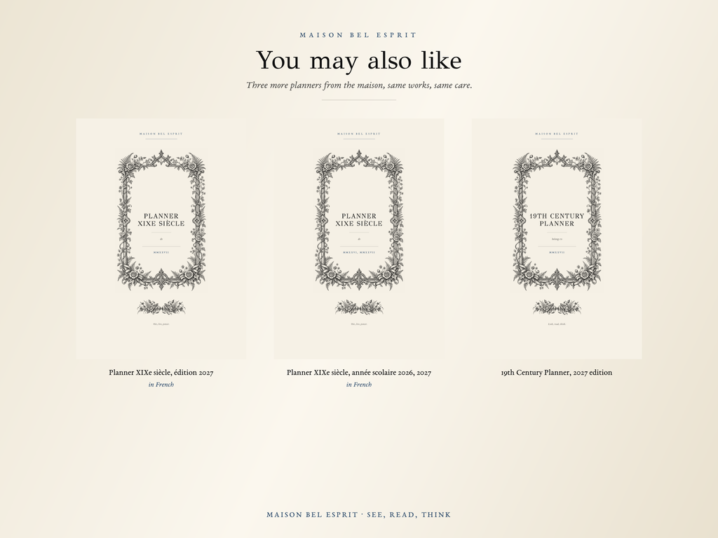 19th Century Planner · School year 2026, 2027