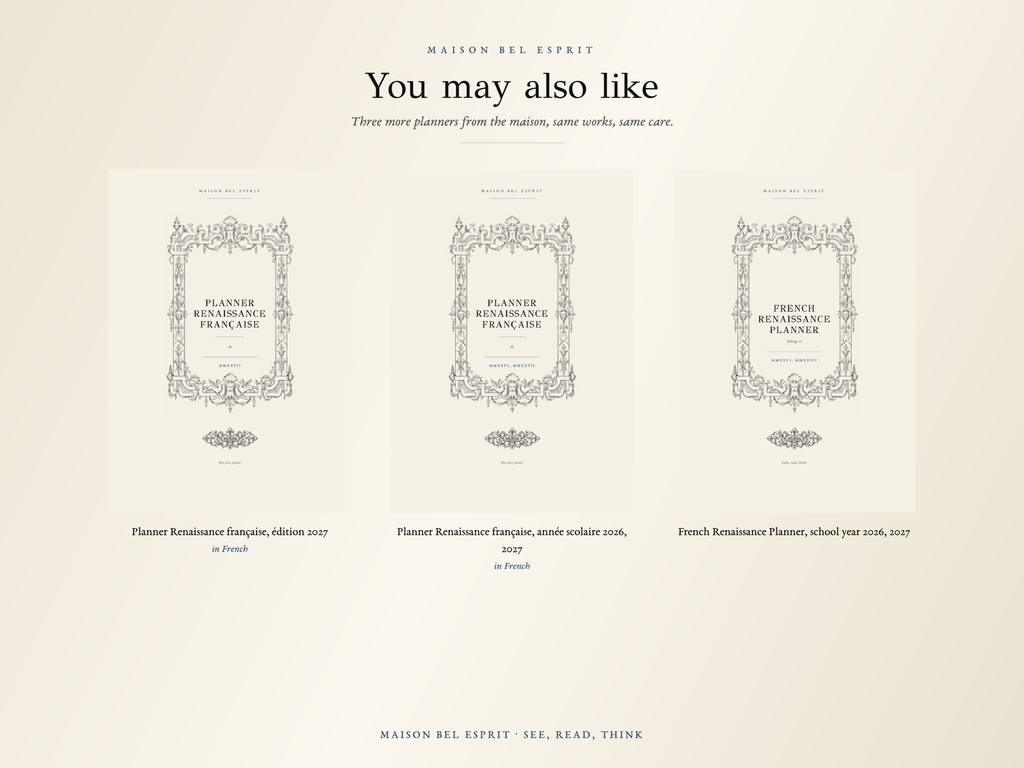 French Renaissance Planner · 2027 edition
